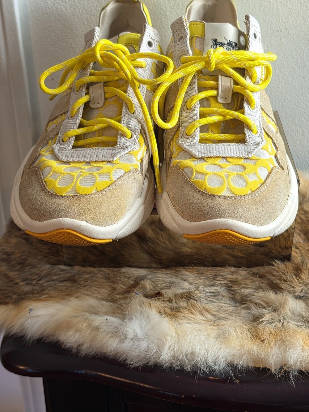 COACH Women's Yellow Signature Mesh Sneaker Size 8